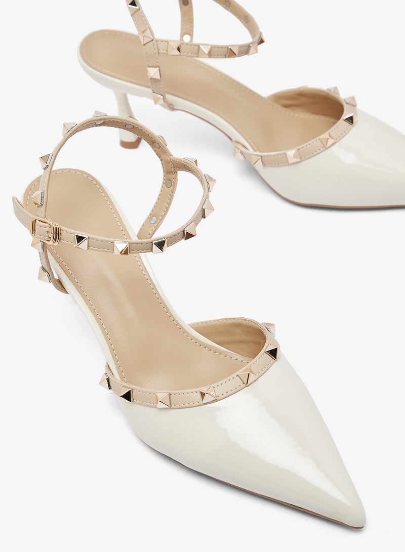 Ginger Stud Detail Mid Heel Pumps - Image 4